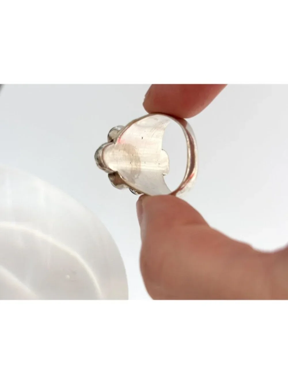 Amethyst Cabochon & Moonstone Art Deco Sterling Silver 925 Vintage Ring sz 6.75